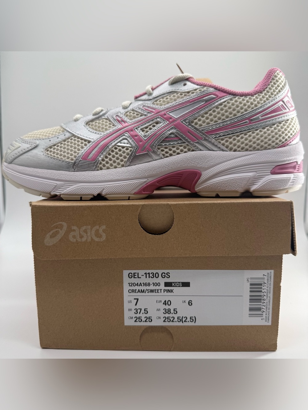ASICS GEL-1130 Cream Sweet Pink Sneakers 7Y Women’s 8.5